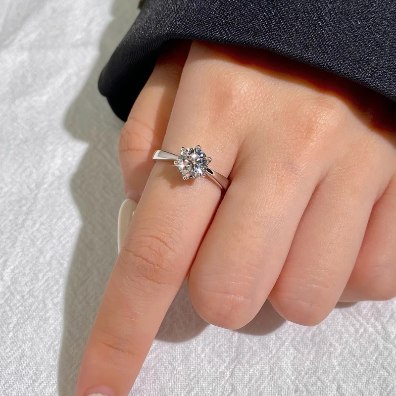  GRA 0.5-1ct Real Moissanite Diamond Ring for Women 925 Sterling Silver Daily Wear Party Gorgeous High Quality Fine Jewelry - Image 2
