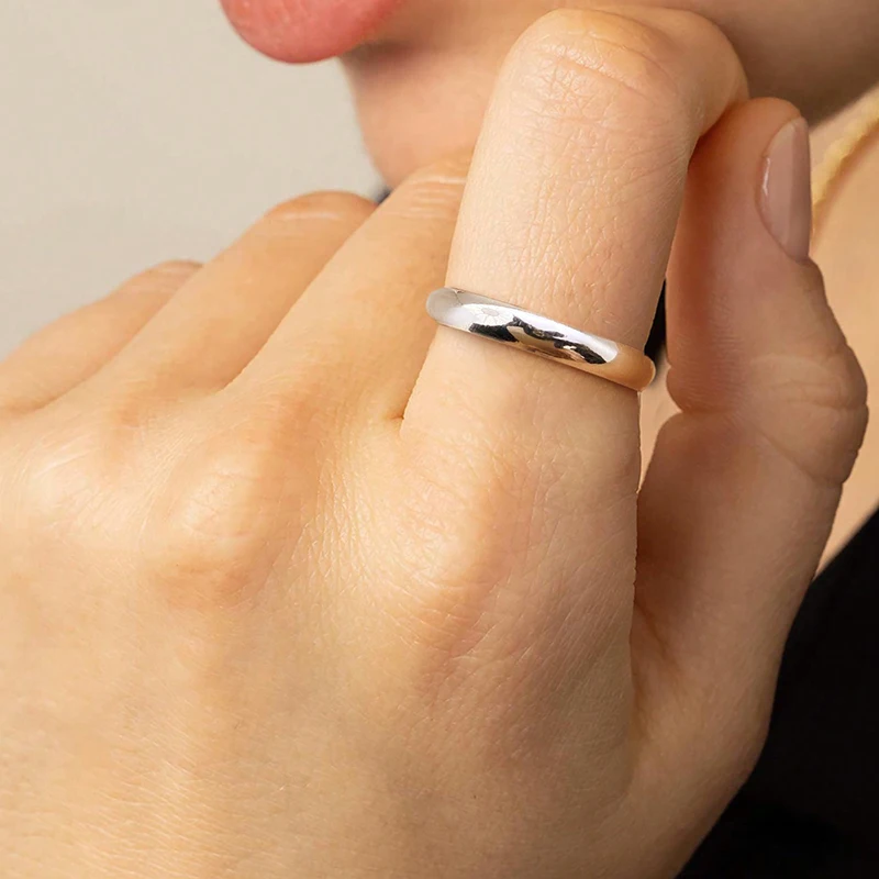 GRA 925 Sterling Silver Couples Ring Sets Light Polishing Simple Rings for Woman Man Classic Engagement Wedding Fine Jewelry - Image 3