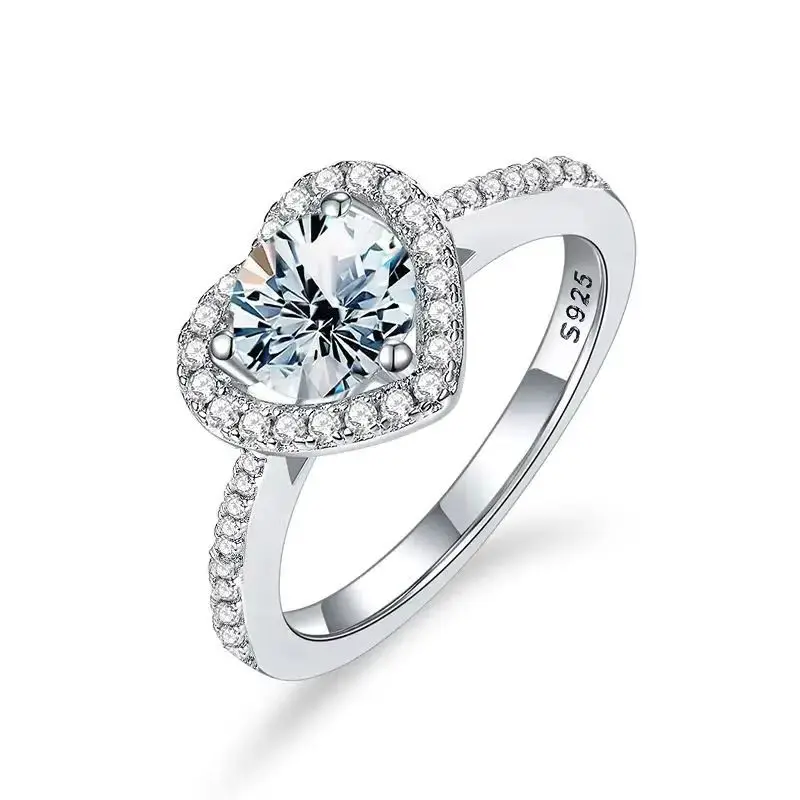 GRA Brillant Cut Moissanite Heart Ring for Women Luxury Diamond Rings 925 Sterling Silver Engagement Anniversary Fine Jewelry - Image 2