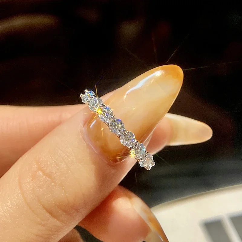 GRA 0.7ct Real Moissanite Diamond Ring 925 Sterling Silver Eternity Engagement Daily Wear Rings for Women Luxury Quality Jewelry