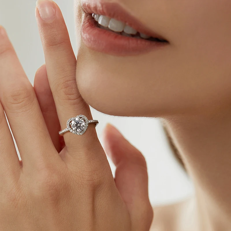 GRA Brillant Cut Moissanite Heart Ring for Women Luxury Diamond Rings 925 Sterling Silver Engagement Anniversary Fine Jewelry - Image 4